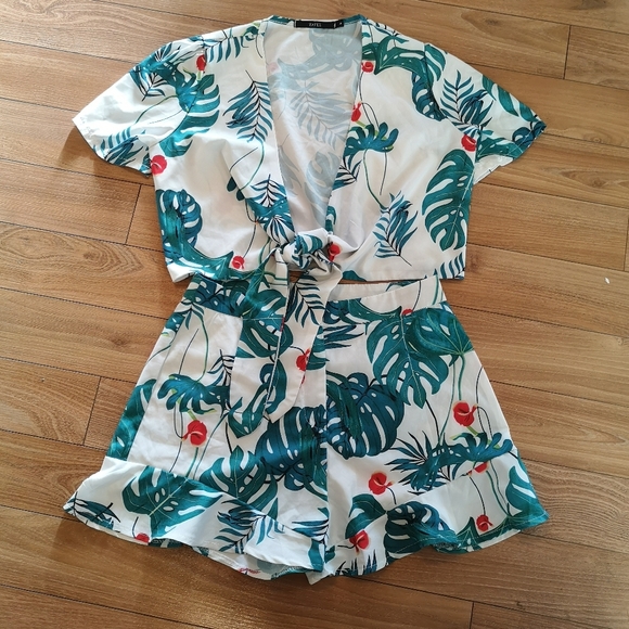 Zaful Other - Zaful Tropical Palm Tree Paradise 2-Piece Set
